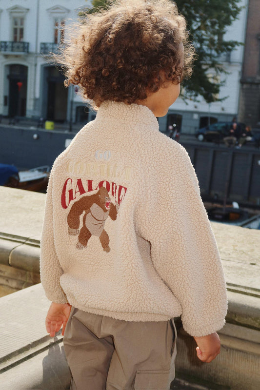 JAZZ Teddy Fleece Bomber Jacket Gorilla Embroidery