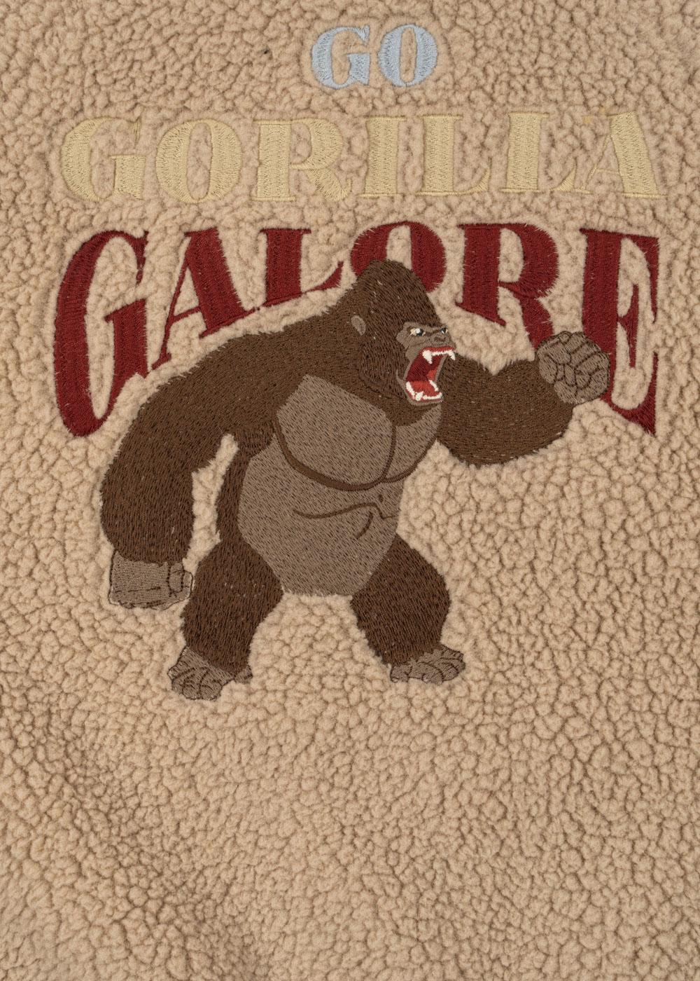 JAZZ Teddy Fleece Bomber Jacket Gorilla Embroidery