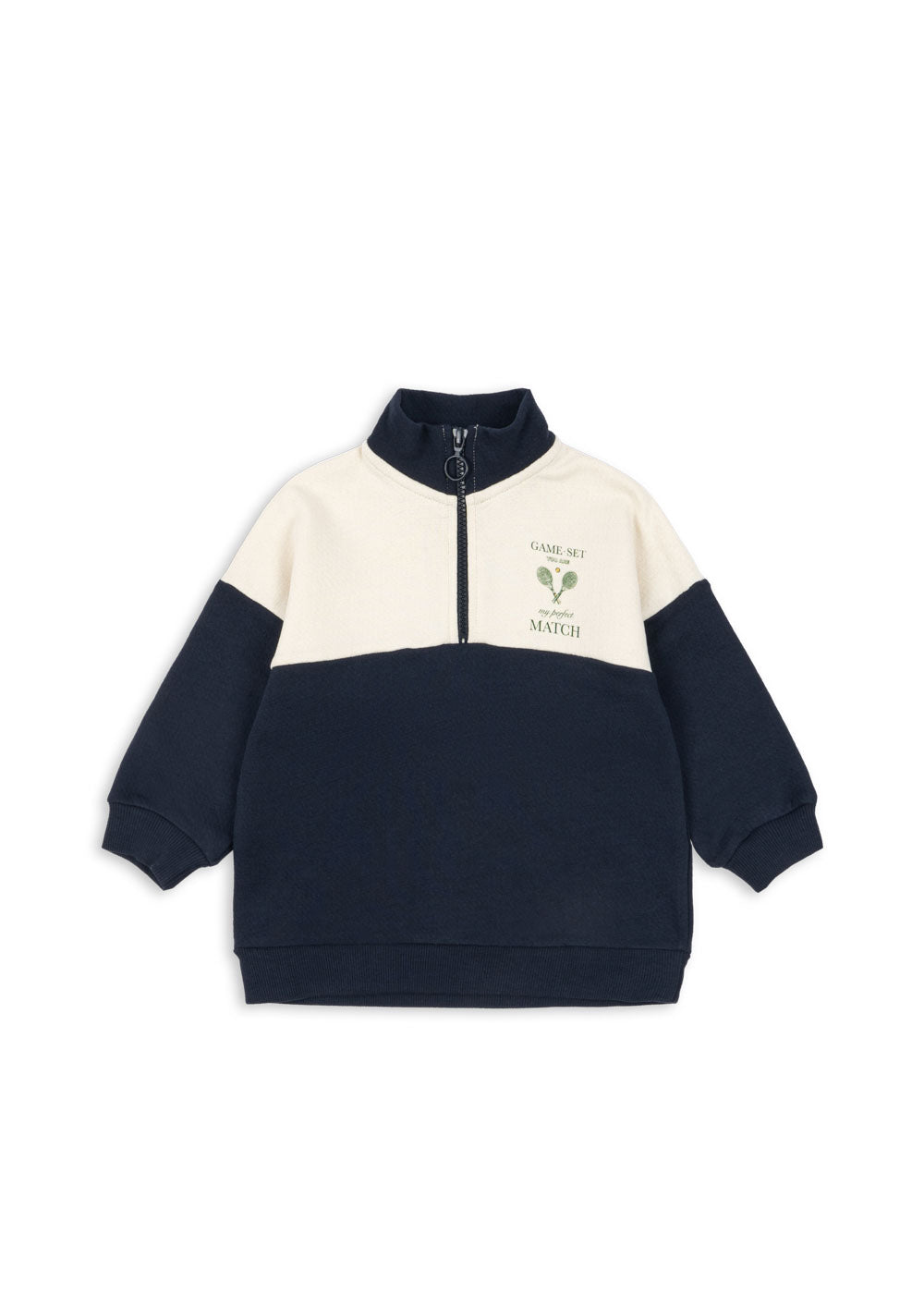 LOUPY LOU Organic Cotton Half Zip Sweat Dark Navy