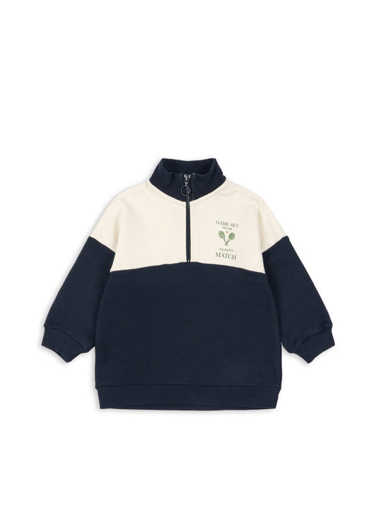 LOUPY LOU Organic Cotton Half Zip Sweat Dark Navy