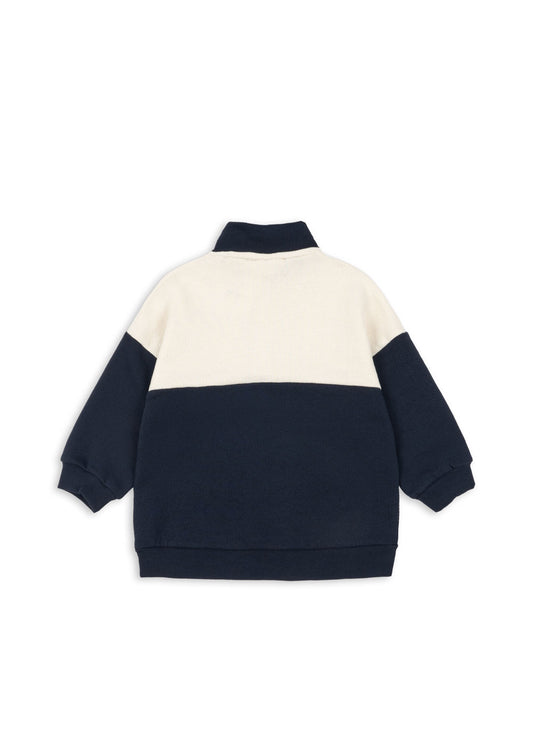 LOUPY LOU Organic Cotton Half Zip Sweat Dark Navy