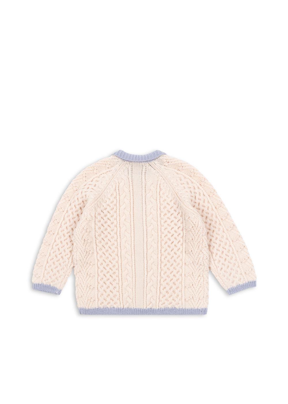 Emma Cable Knit Merino Wool Cardigan White