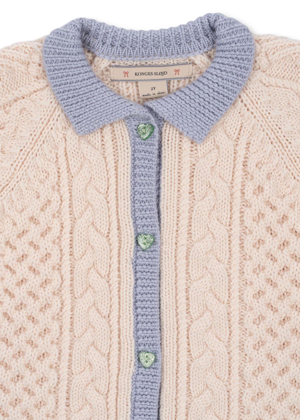 Emma Cable Knit Merino Wool Cardigan White