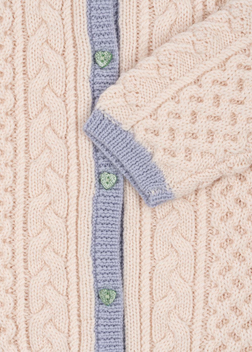 Emma Cable Knit Merino Wool Cardigan White