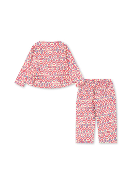 Drey Heart Printed Lounge Set Pink