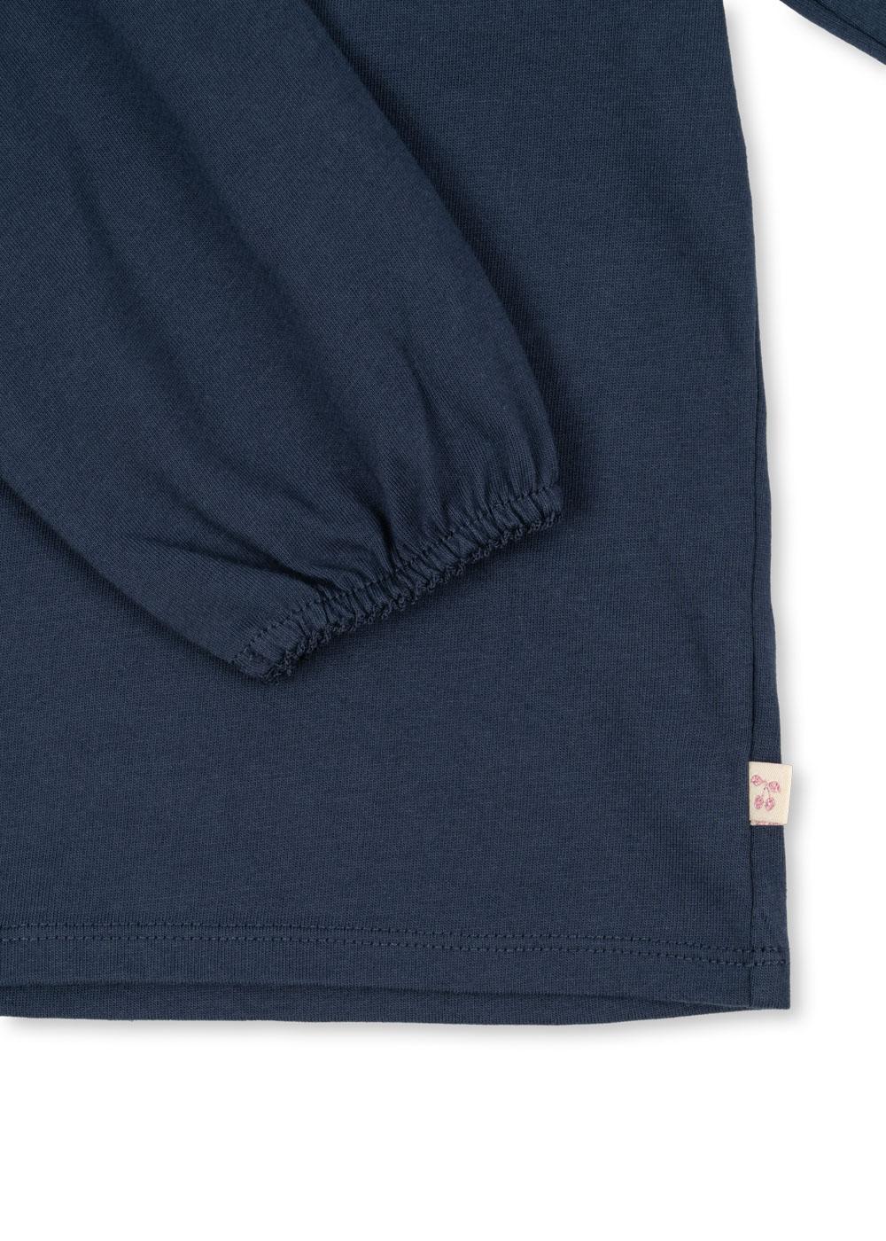 PAMI Organic Cotton Long Sleeves Floral Collar Blouse Dark Navy