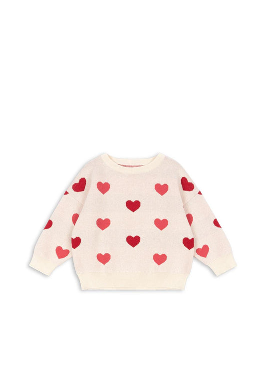 LAPIS Organic Cotton Long Sleeves Knit Sweater Hearts