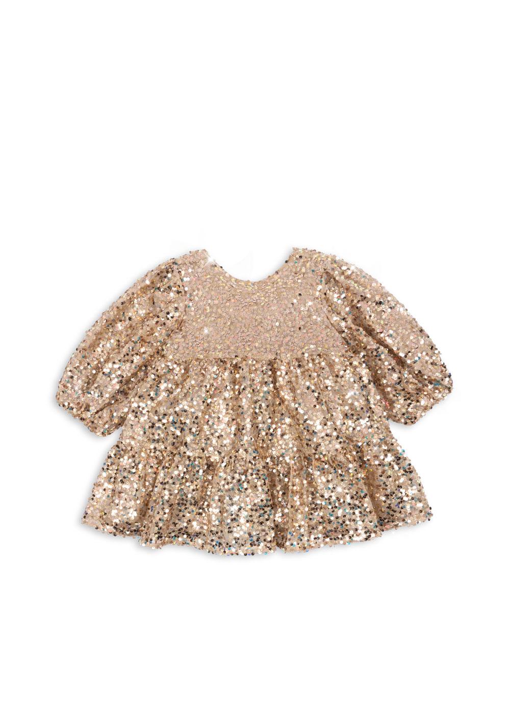 LILA Sequins Bow Party Dress Gold