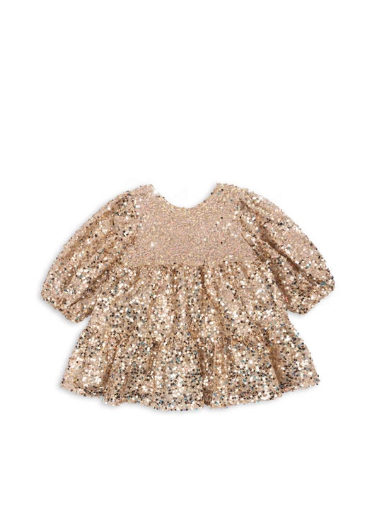 LILA Sequins Bow Party Dress Gold