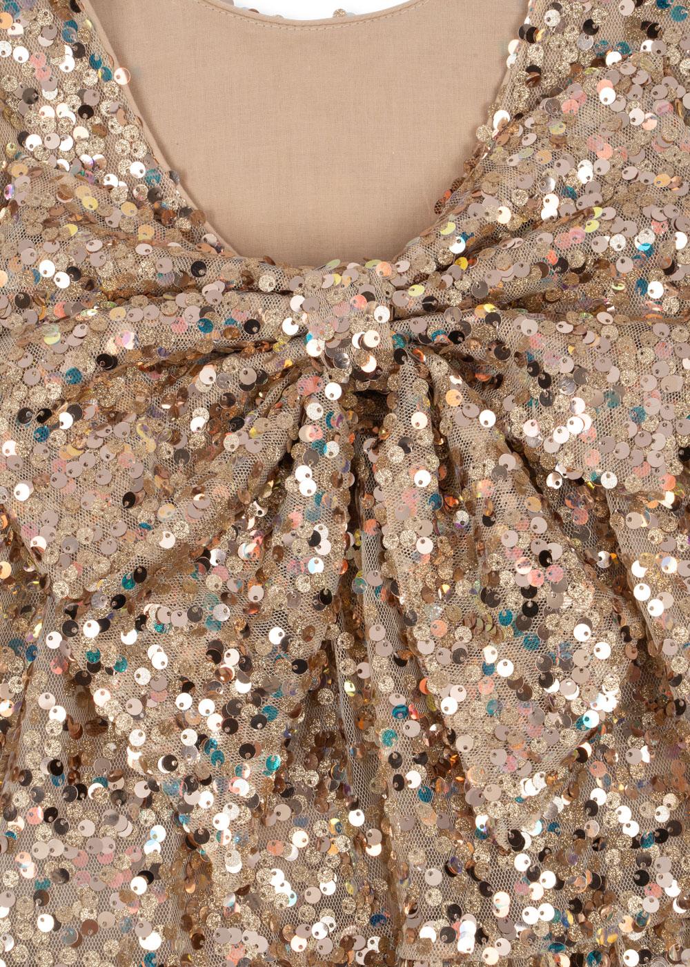 LILA Sequins Bow Party Dress Gold