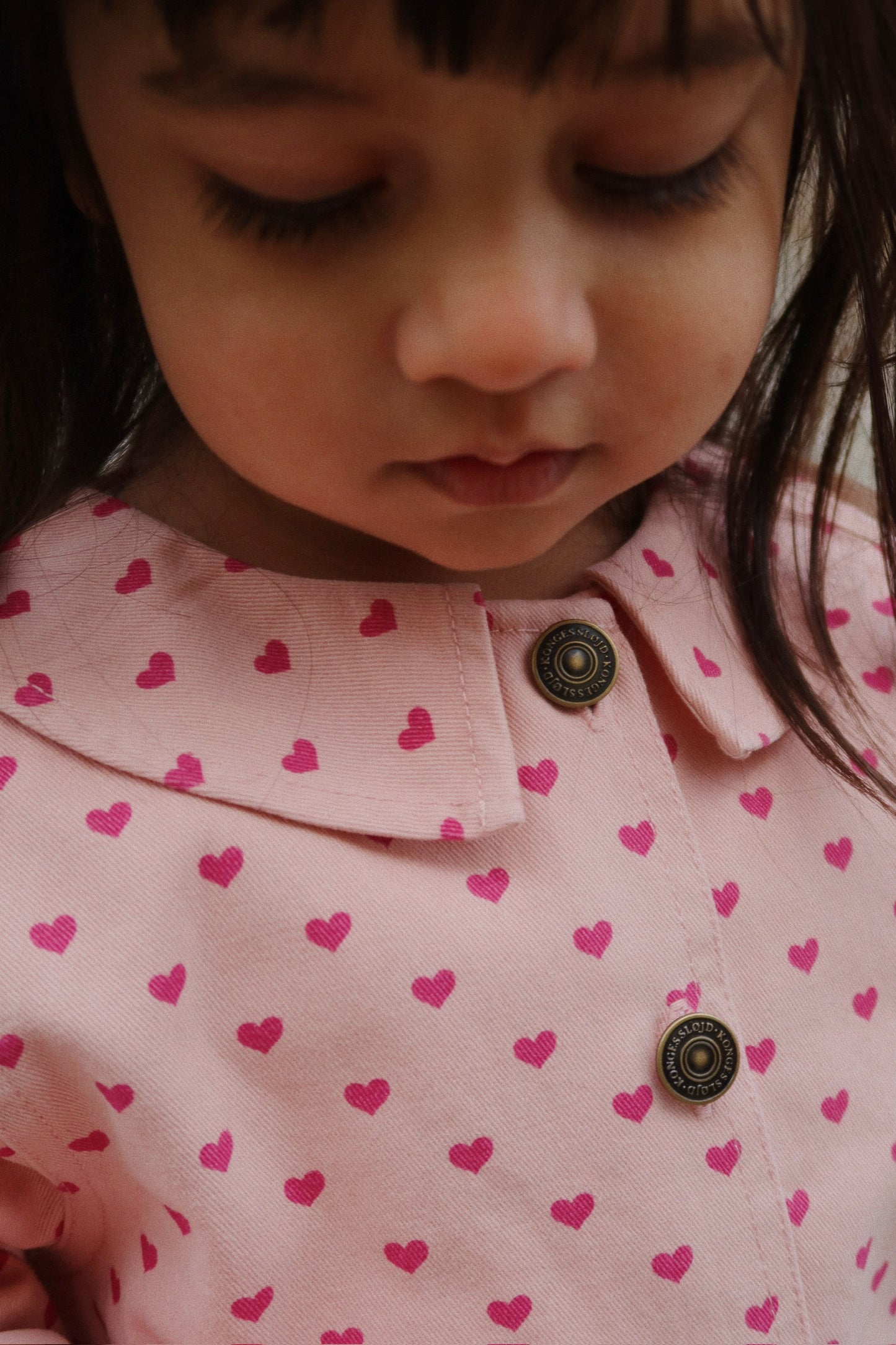 NOLA Organic Cotton Sequin Hearts Printed Shirt Jacket Pink