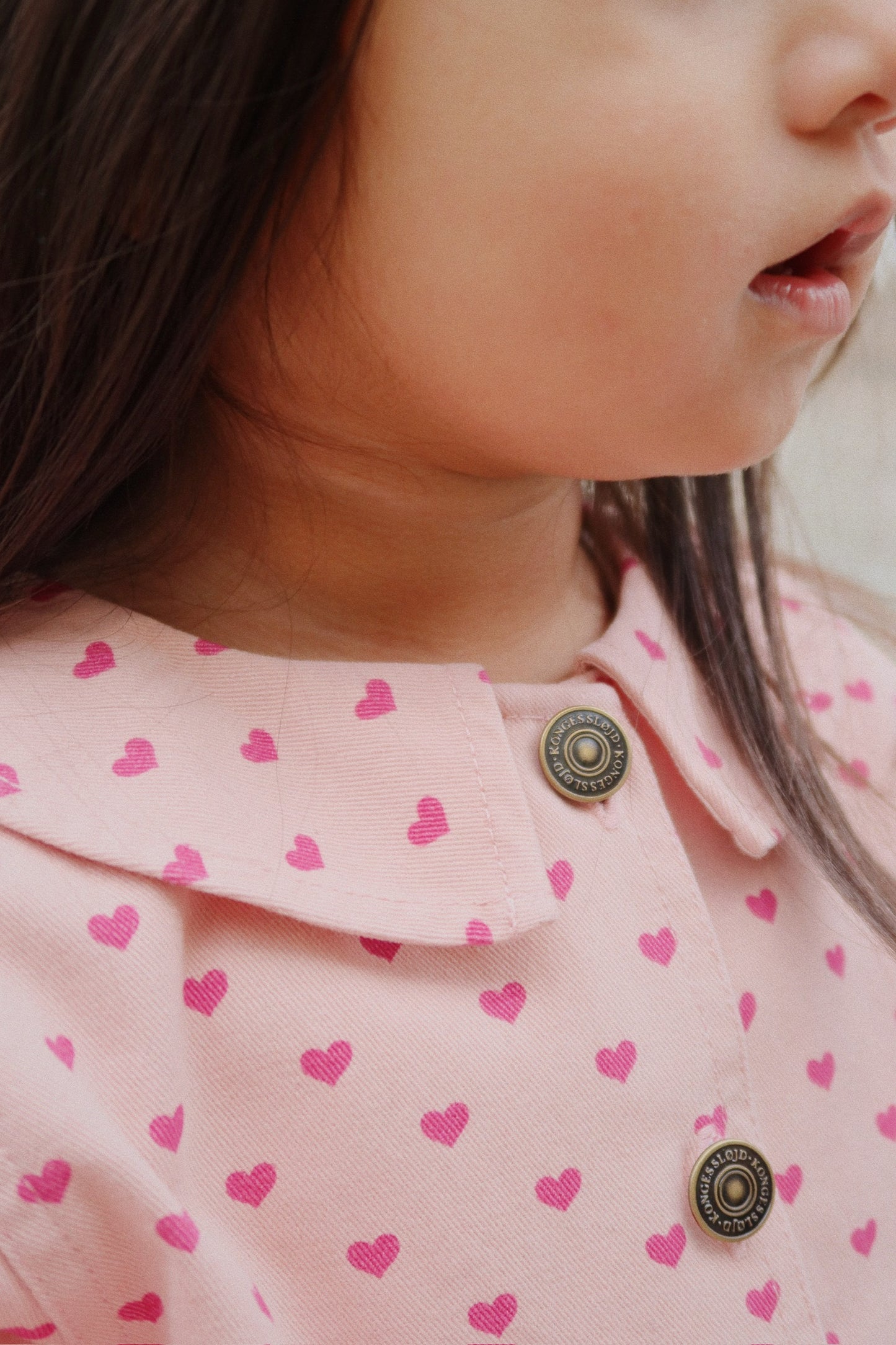 NOLA Organic Cotton Sequin Hearts Printed Shirt Jacket Pink