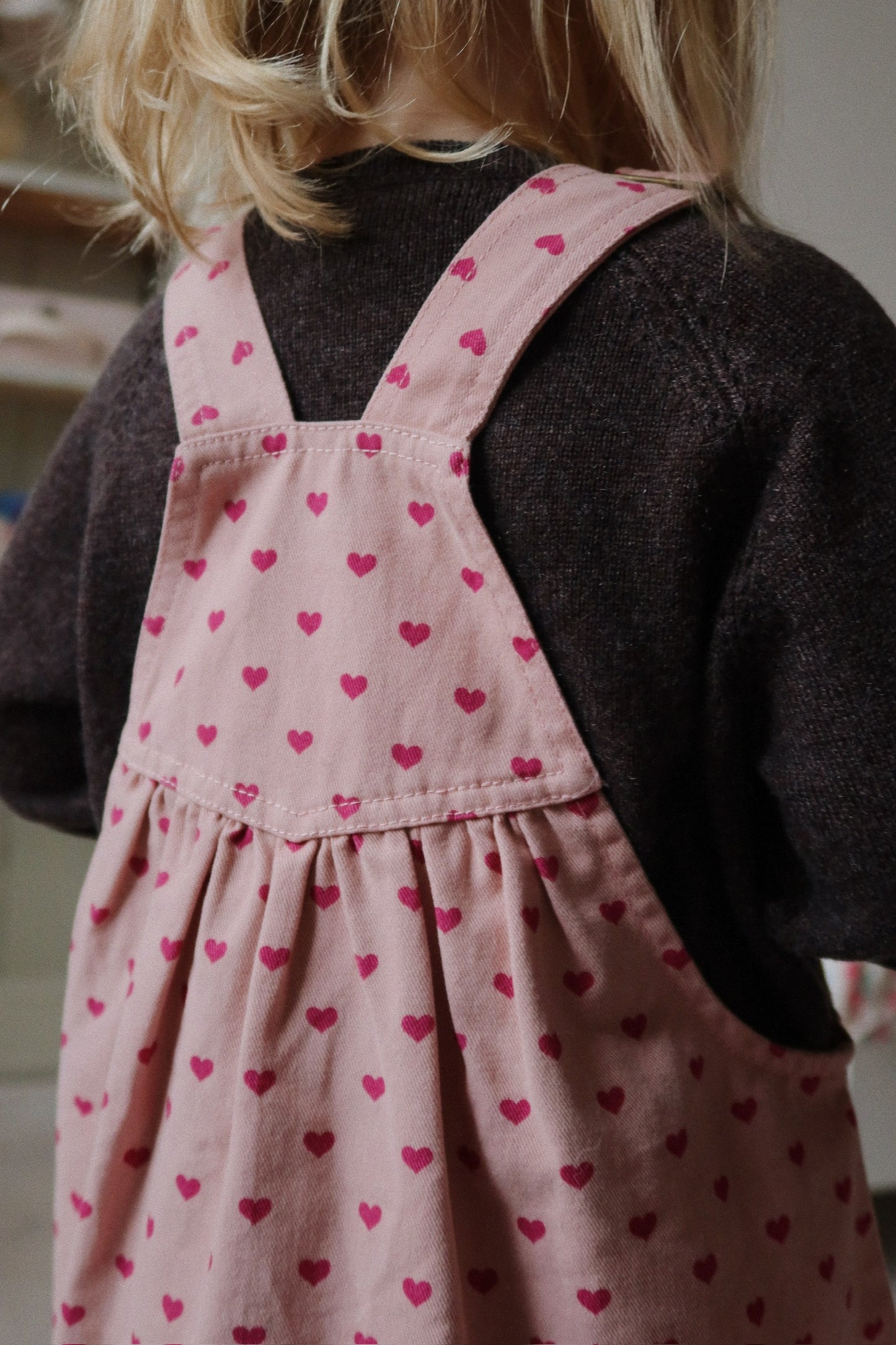 NOLA Organic Cotton Sequin Hearts Printed Spencer Dress Pink