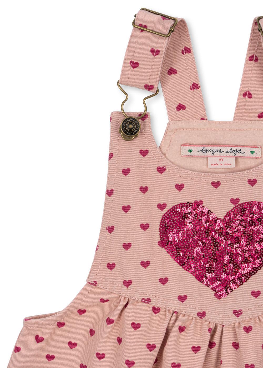 NOLA Organic Cotton Sequin Hearts Printed Spencer Dress Pink