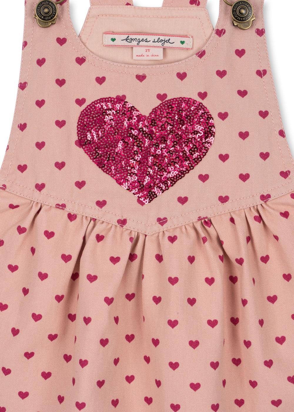 NOLA Organic Cotton Sequin Hearts Printed Spencer Dress Pink