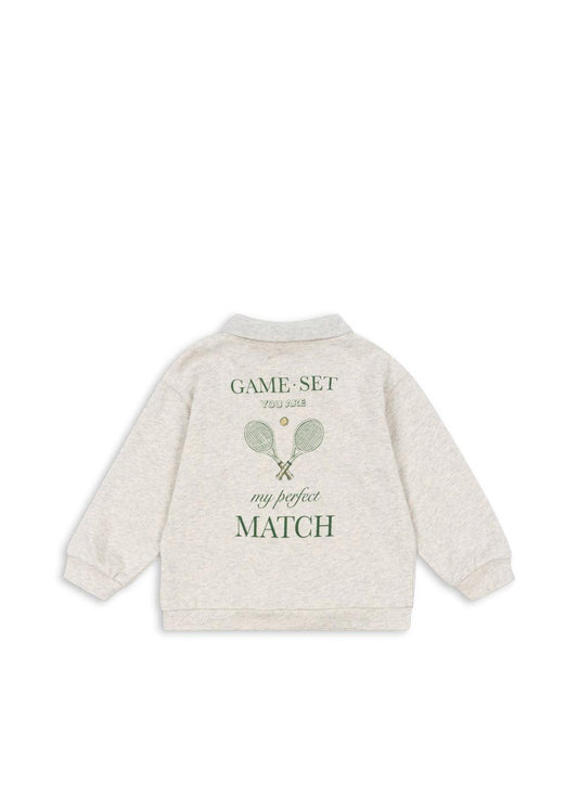 SPOTTY Long Sleeves Organic Cotton Polo Off White Melange