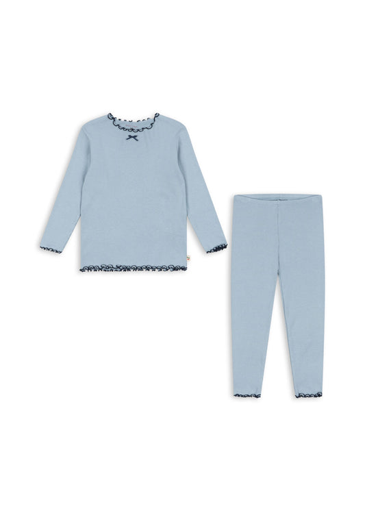 RIVI Organic Cotton Basics Ribbed Kids Loungewear Set Sky Blue
