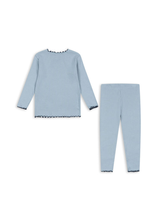 RIVI Organic Cotton Basics Ribbed Kids Loungewear Set Sky Blue