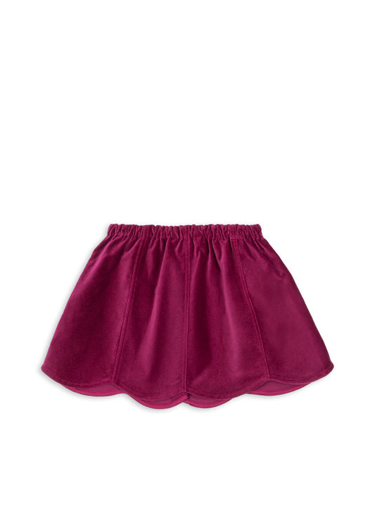 BARBARA Velvet Heart Button Skirt Burgundy