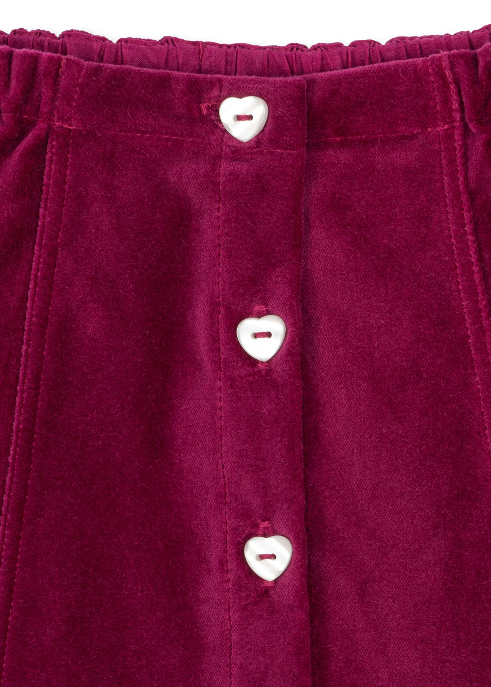 BARBARA Velvet Heart Button Skirt Burgundy