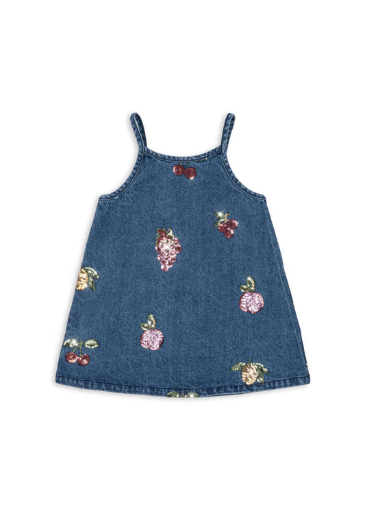 MAGOT Sequin Organic Cotton Strap Dress Blue