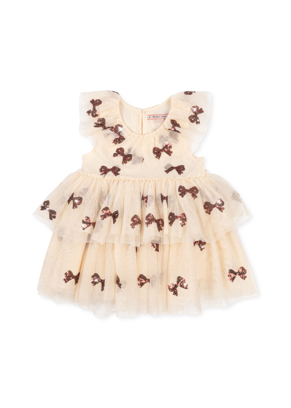 YVONNE Sleeveless Tulle Sequin Bow Dress