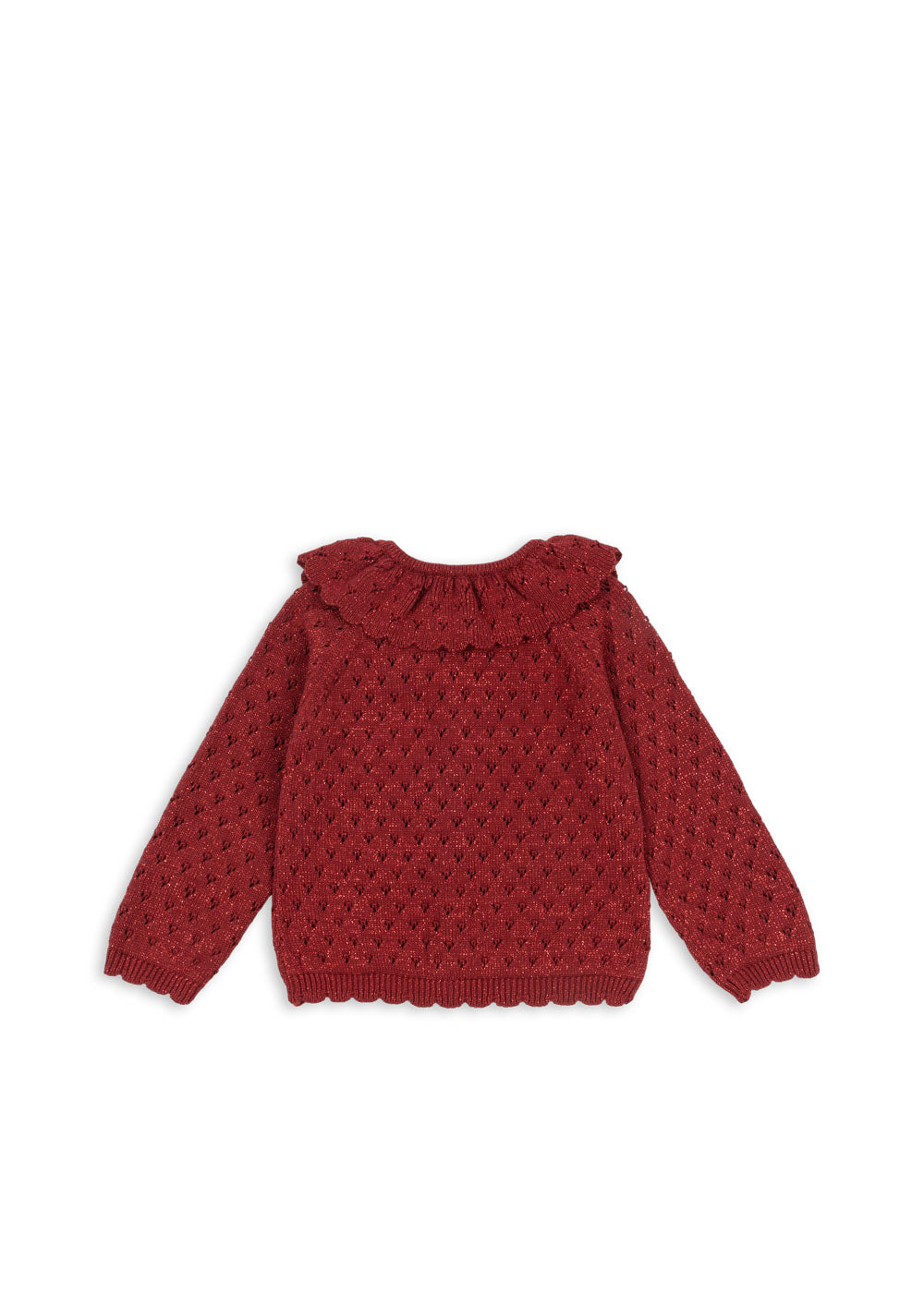 Holiday Pointelle Knit Cardigan Red