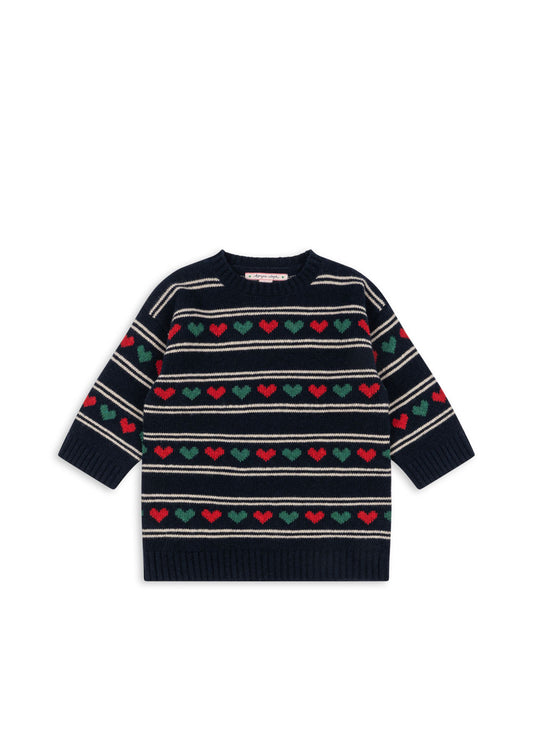 BELOU Holidays Heart Wool Knit Dress Heart