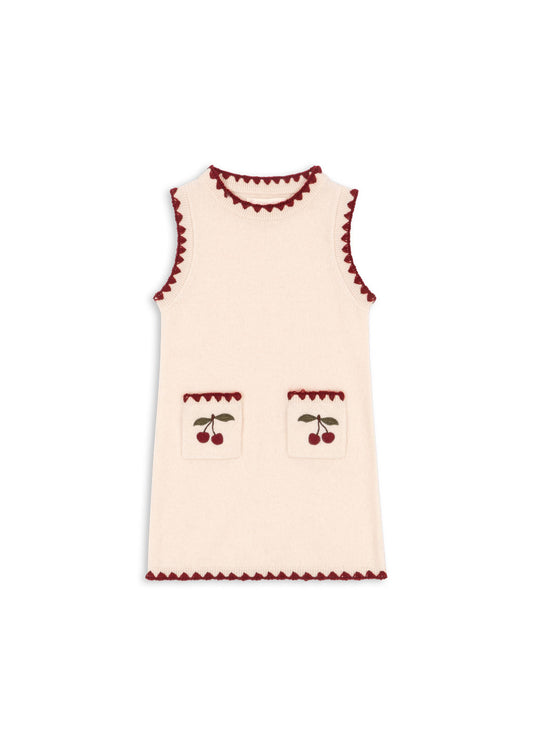 COLLETTE Sleeveless Wool Cherry Dress Off White