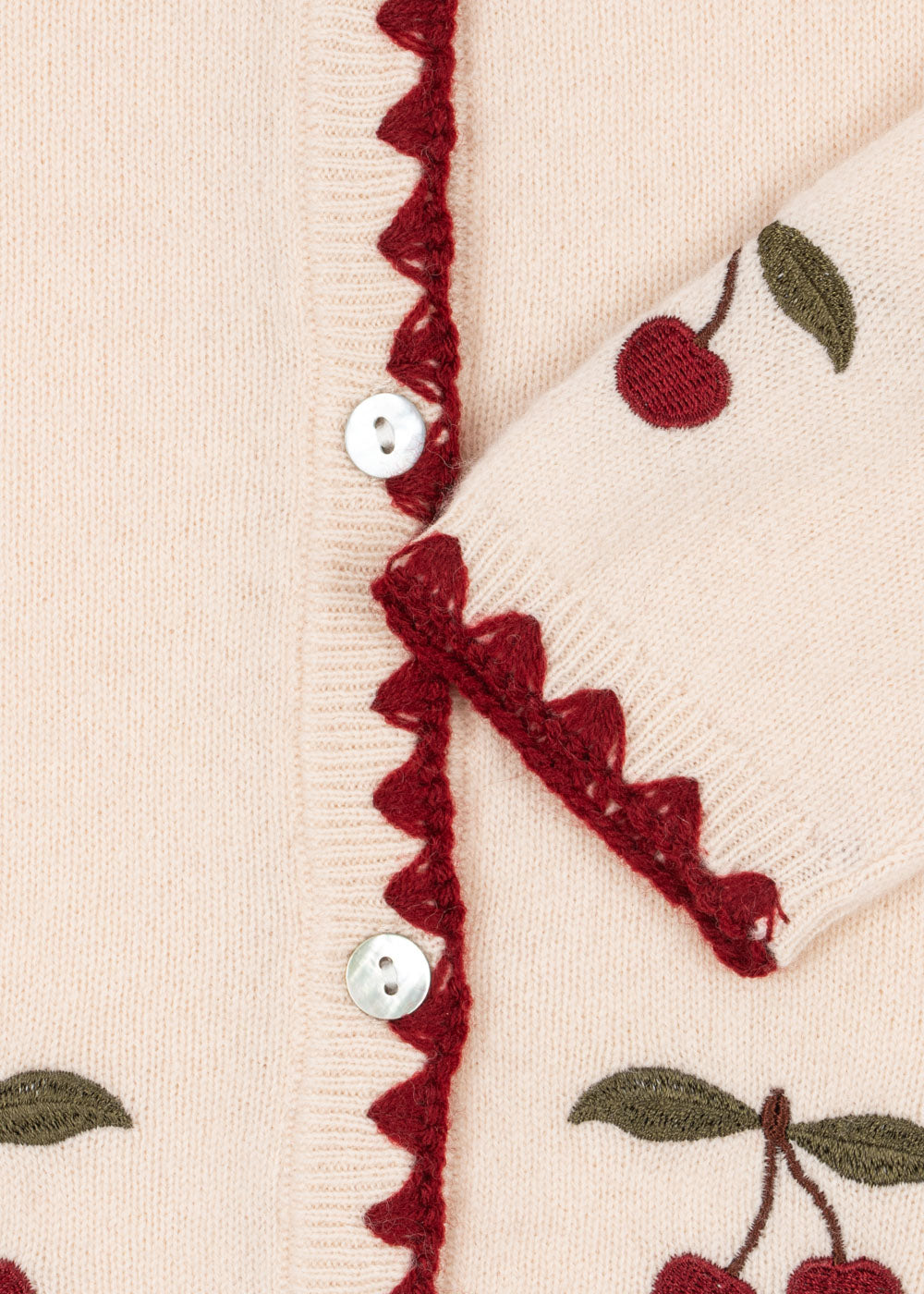 COLLETTE Wool Cherry Cardigan Off White