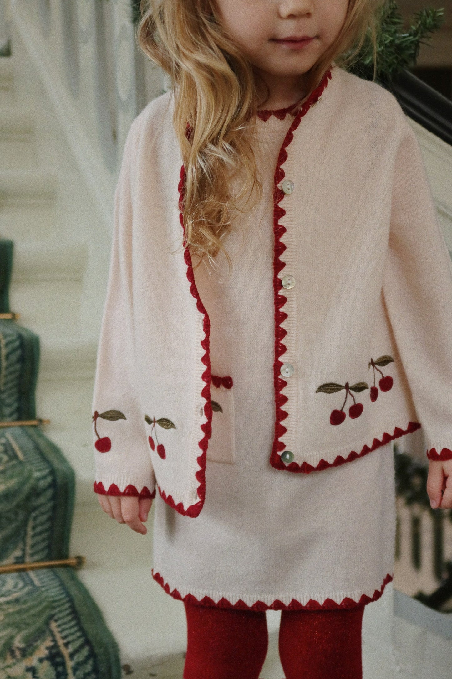 COLLETTE Wool Cherry Cardigan Off White