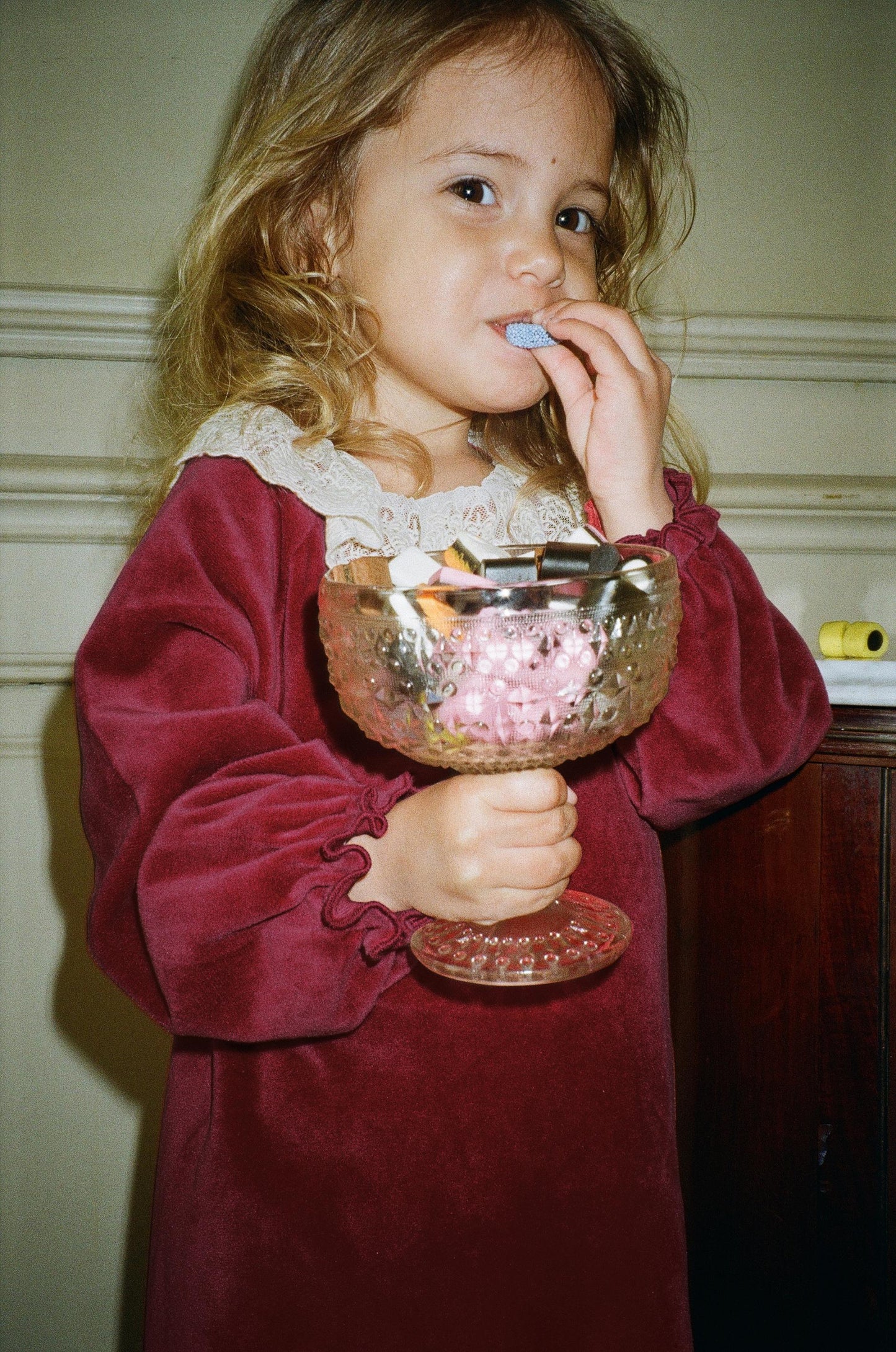 VENOLA Long Sleeves Collar Christmas Holiday Dress Red