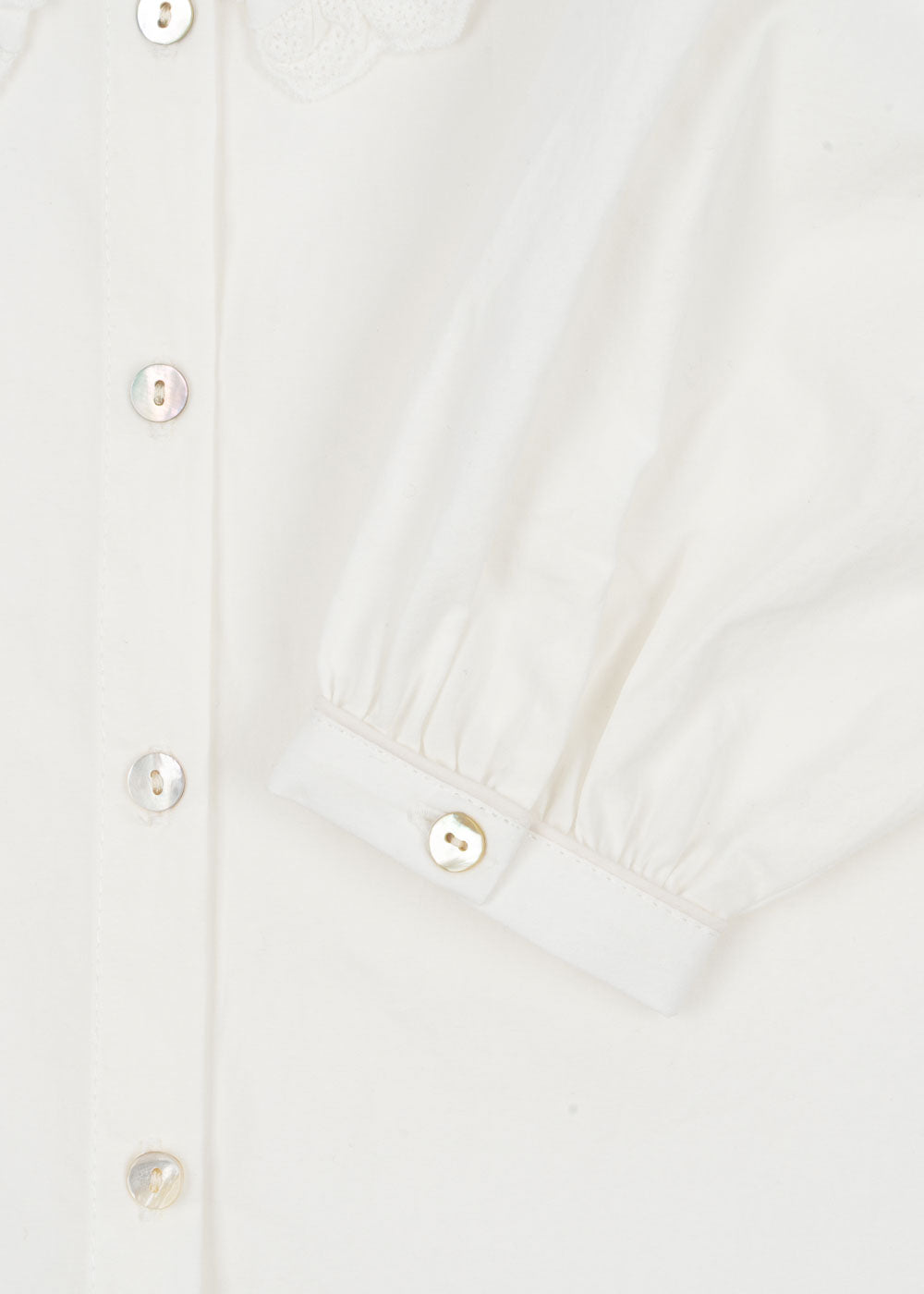 COEUR Girls Vintage Collar Organic Cotton Shirt White