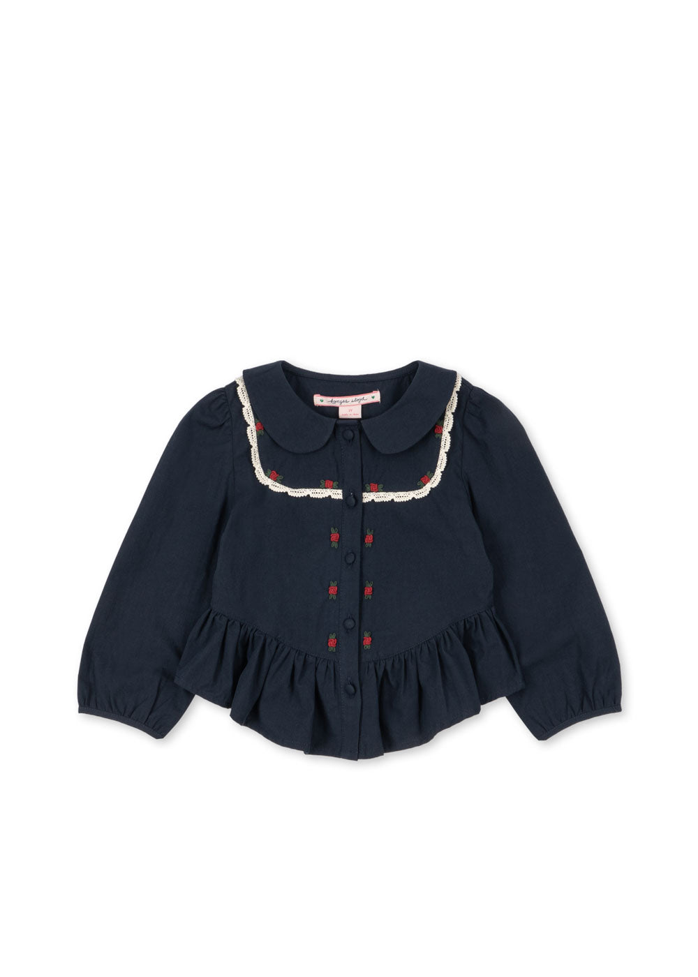 EMMY Embroidered Peplum Shirt Navy