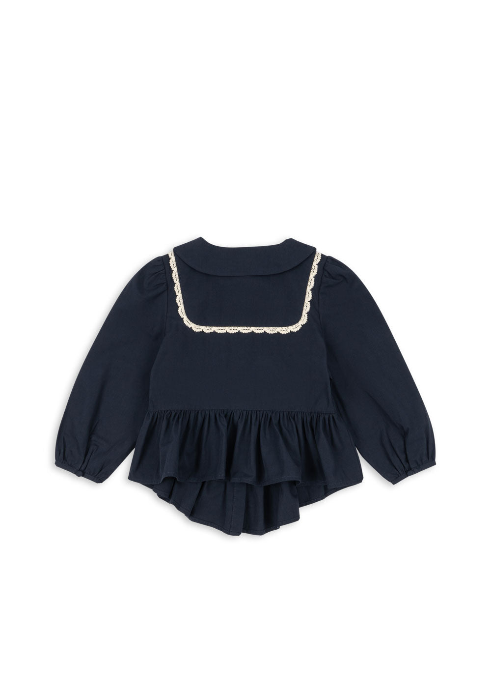 EMMY Embroidered Peplum Shirt Navy