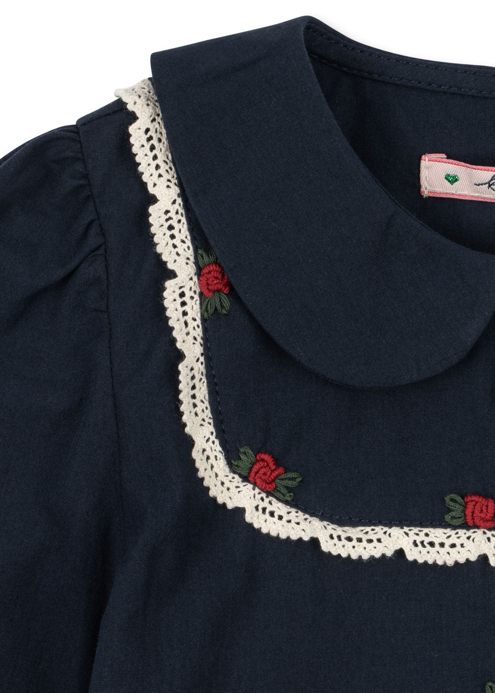 EMMY Embroidered Peplum Shirt Navy