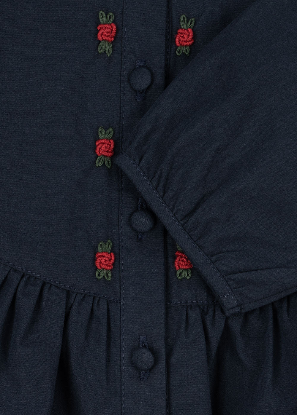 EMMY Embroidered Peplum Shirt Navy