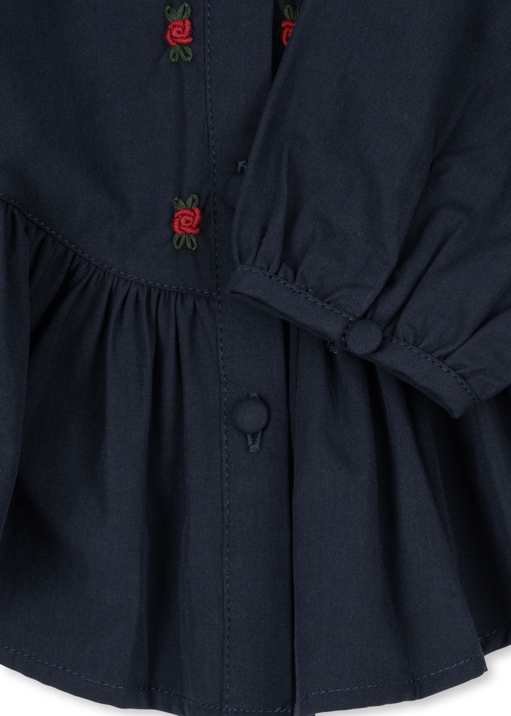 EMMY Embroidered Peplum Shirt Navy