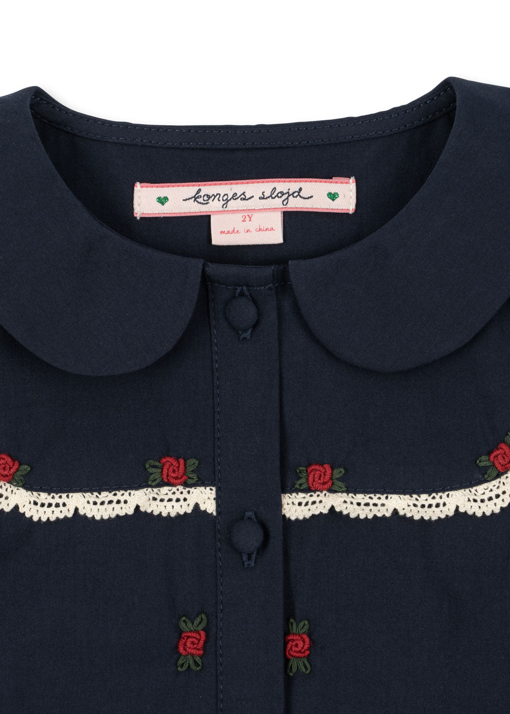 EMMY Embroidered Peplum Shirt Navy
