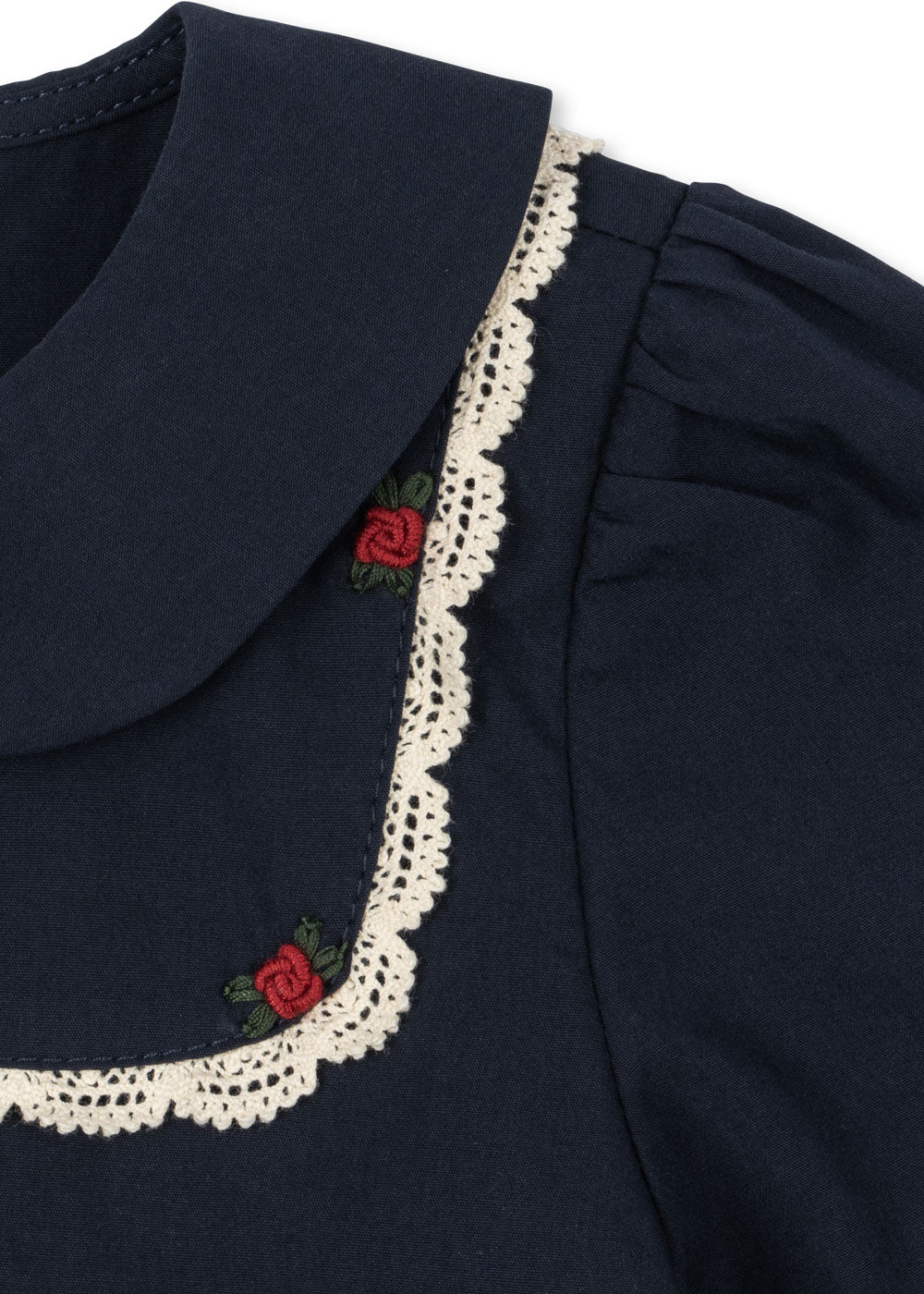 EMMY Embroidered Peplum Shirt Navy