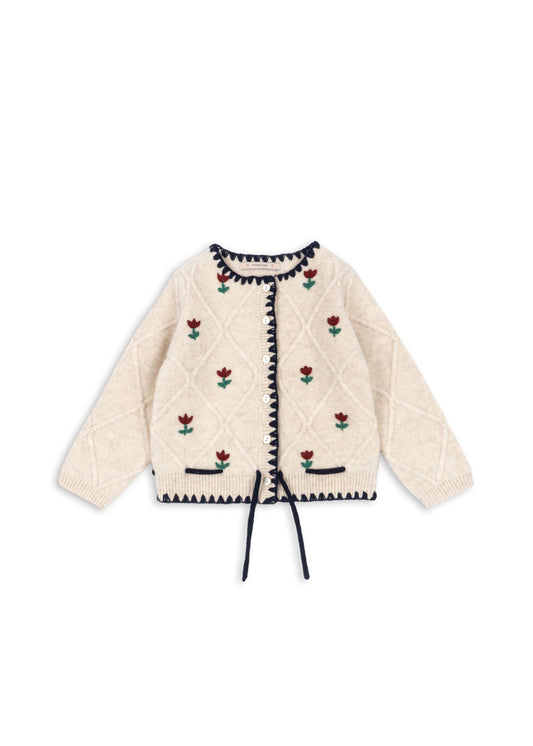 ISKA Embroidered Knit Cardigan White