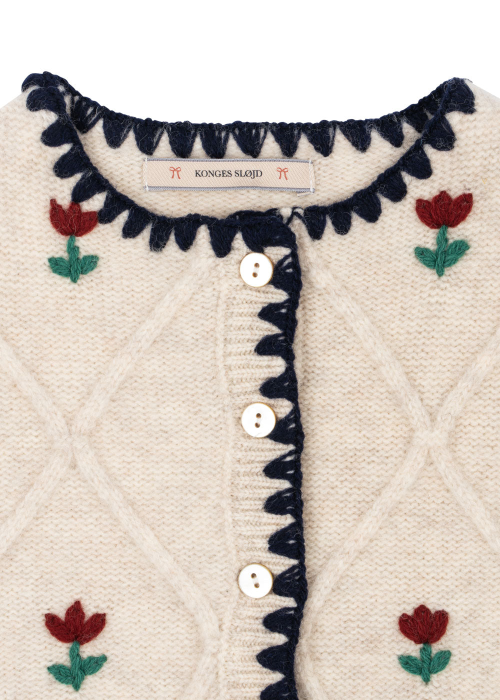 ISKA Embroidered Knit Cardigan White