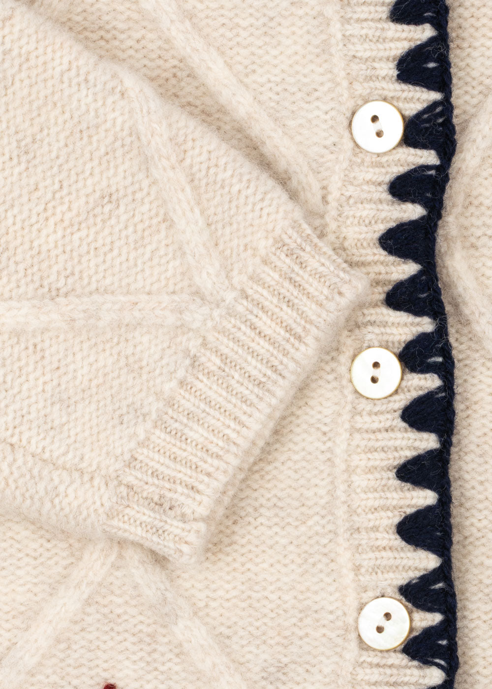 ISKA Embroidered Knit Cardigan White