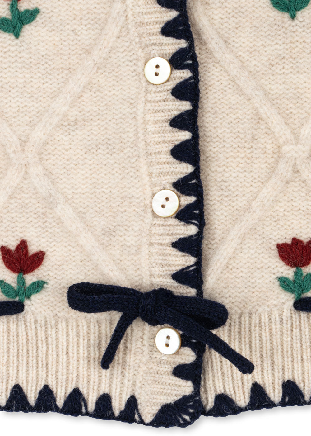 ISKA Embroidered Knit Cardigan White