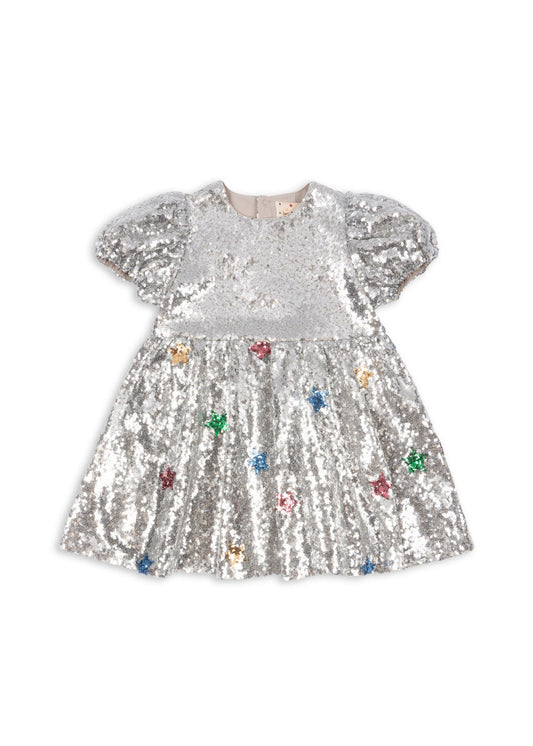 STARLA Star Dust Short Sleeves Dress Sequin Silver