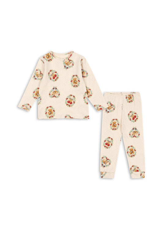 Christmas Kids Organic Cotton Basic Pyjama Blouse Set Deer Diary