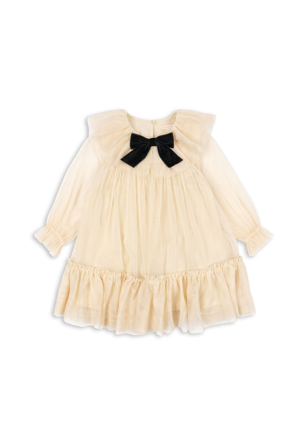 Velvet Bow Tulle DRESS Parchment