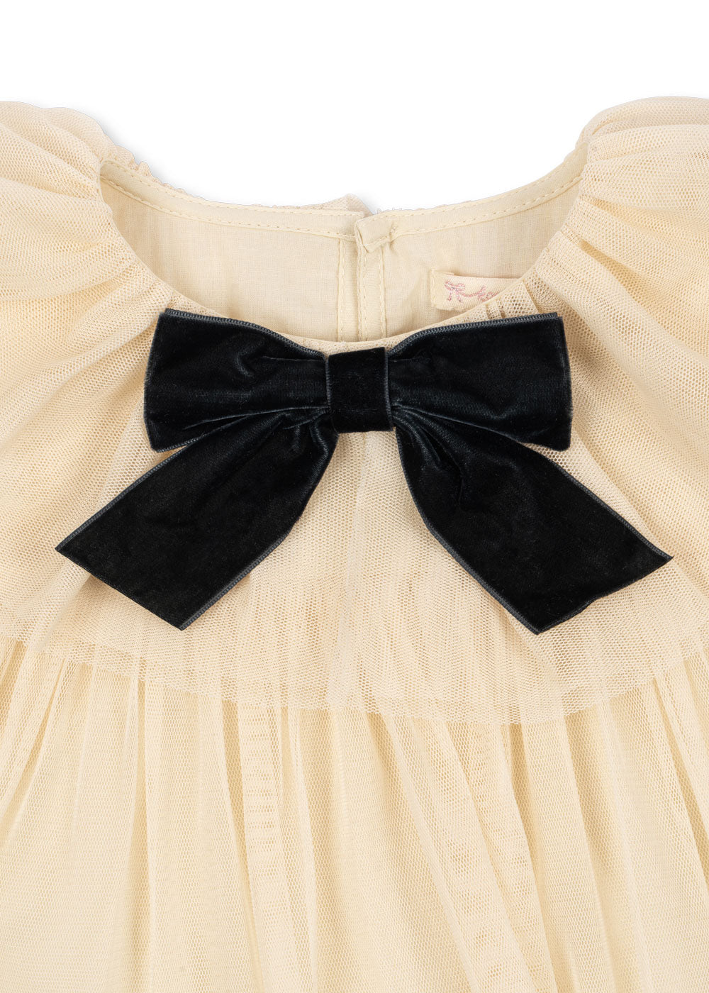 Velvet Bow Tulle DRESS Parchment