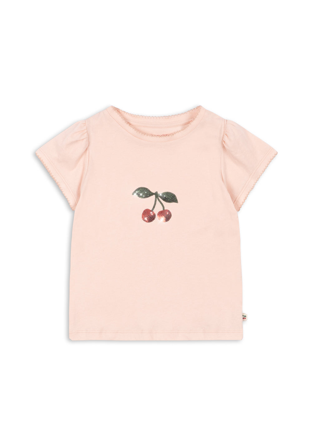 Kids Organic Cotton Short Sleeves FAMO Puff Cherry T-Shirt Pink