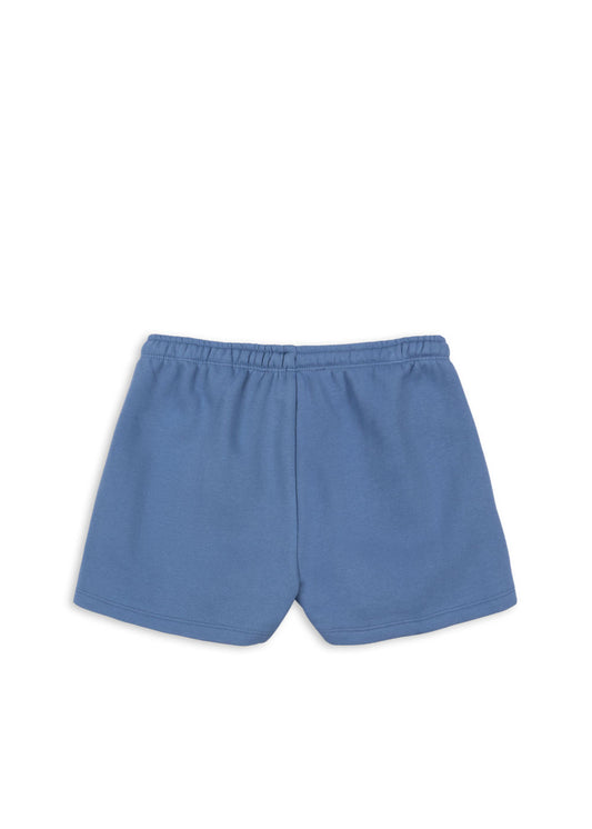 Kids Organic Cotton Elastic Waist Jersey Sweat Shorts Blue